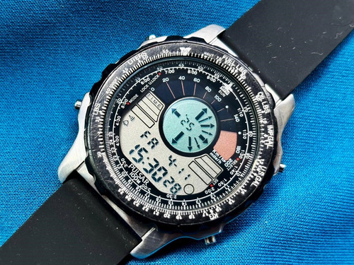 Citizen Pulsar Windsurf Mod 6020 Funciona Tudo Década De 90 Preto Preto Preto (Usado)