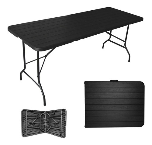 Mesa Portafolio Plegable 180cm Tipo Madera Plastico Jardin Color Negro Tamaño Talla Única