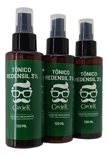 Kit 3 Tonicos Loção Crescimento 120ml Cavier Cosmeticos Fragrância Perfumada