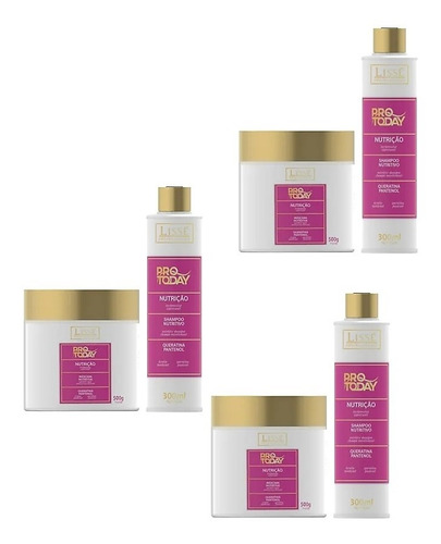 3 Kits Nutrição Lissé Shampoo 300ml + Máscara 500g