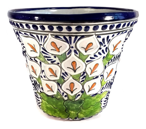 Maceta De Talavera Poblana Barroca Vaso 25 Cm Alcatraz #4