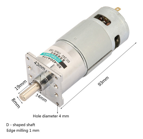 Motor De Engranajes Dc De 150 Rpm Xd-42ga775 Micro Regulació