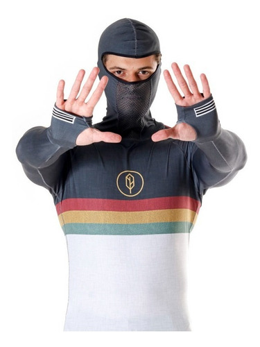 Imagem 1 de 4 de Camiseta Surf Lycra Com Capuz Proteção Solar Pena Surf