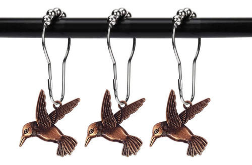 Zilucky Colibrí Cortina De Ducha Ganchos Anillos Pájaro Jard