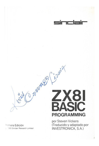Zx81 Basic Programming / Steven Vickers / Sinclair / Español (Usado)
