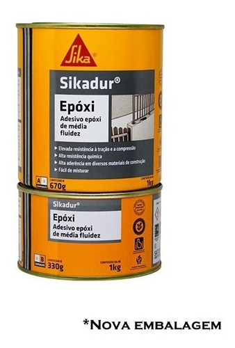 Imagem 2 de 2 de Cola Adesivo Concreto Trinca Sikadur Epoxi Bicomponente- 4pç