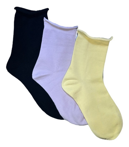 Calcetines Diabéticos Sin Costura Para Mujer 3 Pares Algodón Surtido Con Negro Unitalla