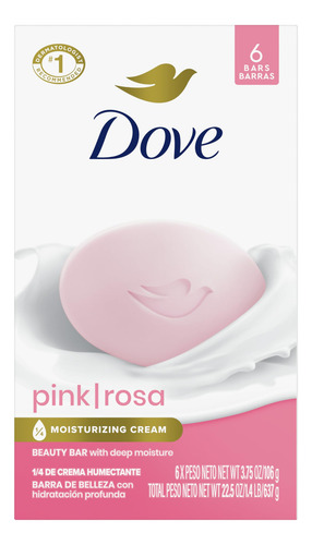 Jabón Dove Beauty Bar Pink Rosa, 6 X 100 G, Limpia E Hidrata