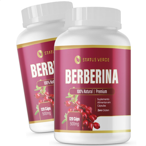 2 frascos Berberina premium equilíbrio natural com 120 cápsulas - Status Verde