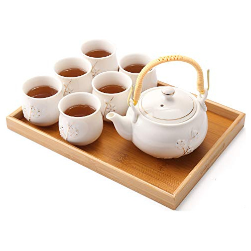 Dujust Juego De Té De Porcelana Blanca Japonesa 1 Tete...