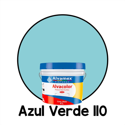 Pintura Vinilica Mate 4 Litros Alvacolor 4 Años Galón Int/ex Color Azul Verde