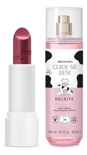 Body Splash Deleite Colonia Desodorante E Batom Pop Rosa Batom Rosa