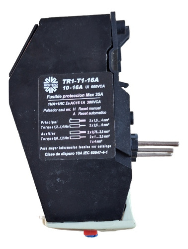 Rele Termico Tripolar Tr1-t1 Montero Reg. 10 A 16 Amp