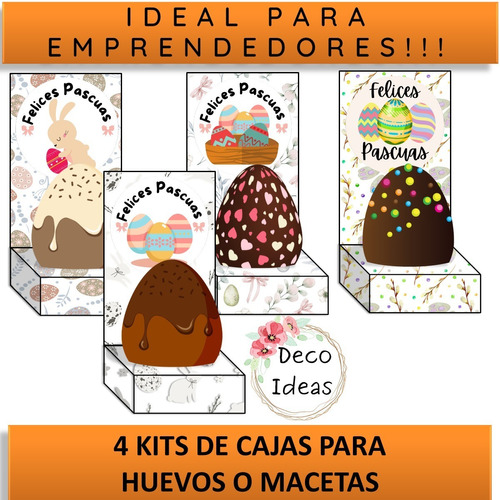 Imagen 1 de 6 de Kit Imprimible 05 Pascuas Caja Porta Huevo + Etiqueta + Tag