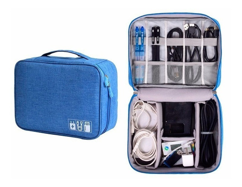 Imagen 2 de 7 de Organizador Viaje Bolso Premium Cables Cargador Electrónica Con Velcro