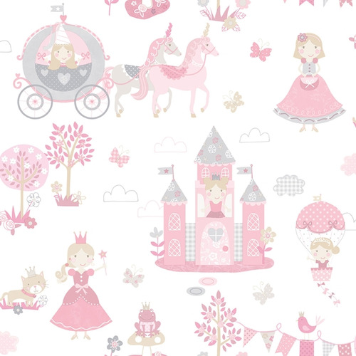 Papel De Parede Infantil Tiny Tots G78371 Princesas Rosa