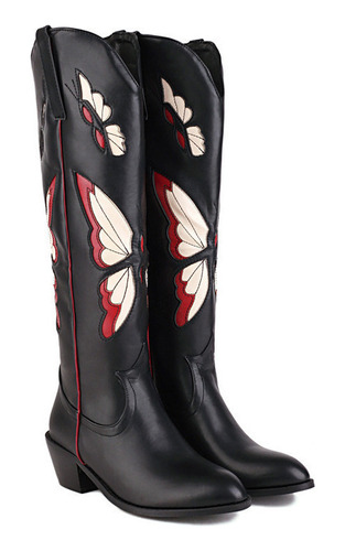 Botas Vaqueras Altas Estilo Mariposa Para Mujer