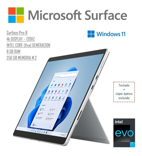 Microsoft Surface Pro 8 - I5 (11va)  - 4k 120hz + Accesorios