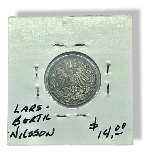 Moneda D Plata 1/2 Marco Imperio Alemán Año 1919-j Ley 0.900 (Usado)
