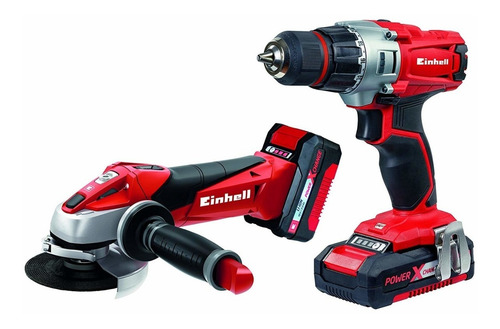 Imagen 3 de 9 de Kit Taladro Atornillador A Bateria + Amoladora Einhell Te-tk