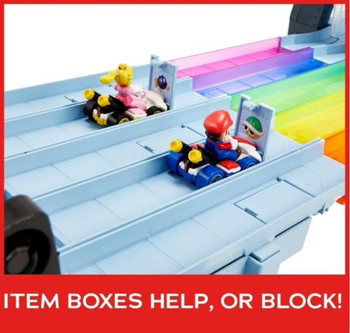 Pista Hot Wheels Mario Kart Rainbow Road Raceway Arcoiris (Usado)