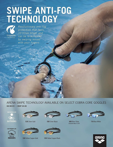 Imagen 5 de 6 de Arena Cobra Core - Gafas De Natacion Para Hombre Y Mujer