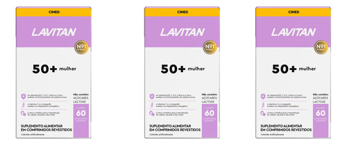 Kit 3 Suplemento Lavitan 50+ Mulher 60 Comprimidos - Cimed Sem Sabor