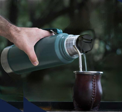 Termo Stanley 1 Litro Con Pico System Matero Cebador Mate 1l Negro C/agarradra - Pico Blanco