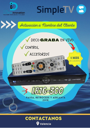 Deco Plus Lr16-300 Dvr Simpletv (graba, Pausa Retrocede)