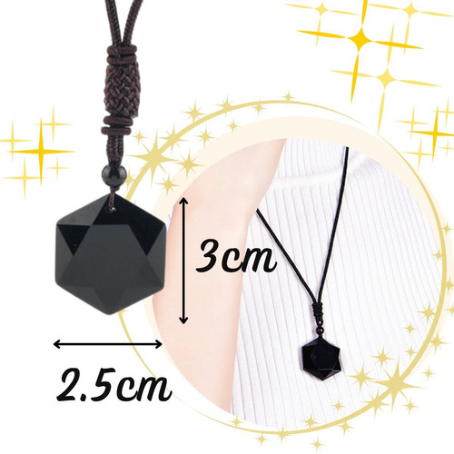 Collar Piedra Obsidiana Hexagonal Gema Joyería Yoga Cuarzo
