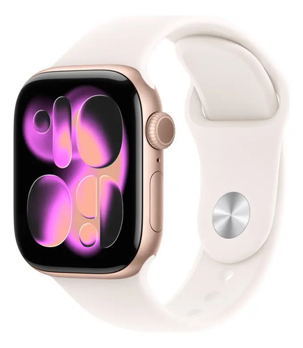 Apple Watch Series 11 GPS - Caixa cor de ouro rosa de alumínio – 42 mm - Pulseira esportiva blush-clara – M/G