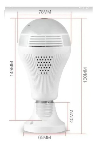 Imagem 4 de 4 de Camera Ip Segurança Lampada Panoramica Wifi Espia Vr360