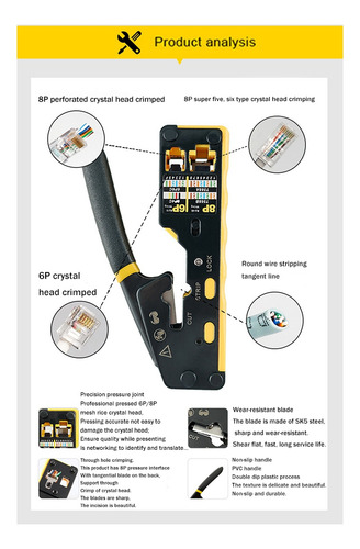Ferramenta De Crimpagem De Passagem Rj45 Para Conector