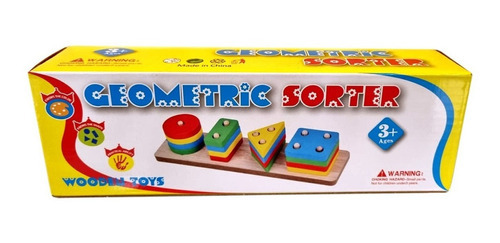 Prancha De Formas Geométricas Em Madeira Brinquedo Educativo Quantidade De Peças 16
