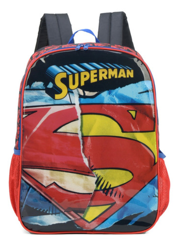 Mochila Costas Infantil Escolar Herói Superman Dc Luxcel Cor Vermelho