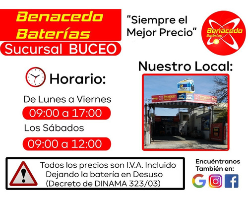 Batería Benacedo 90 Amp Asiaticos, Chinos, Japoneses