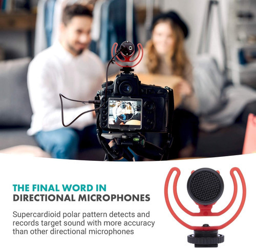 Microfono Movo Vxr10-pro 3.5mm Para iPhone Android Y Dslr Color Negro