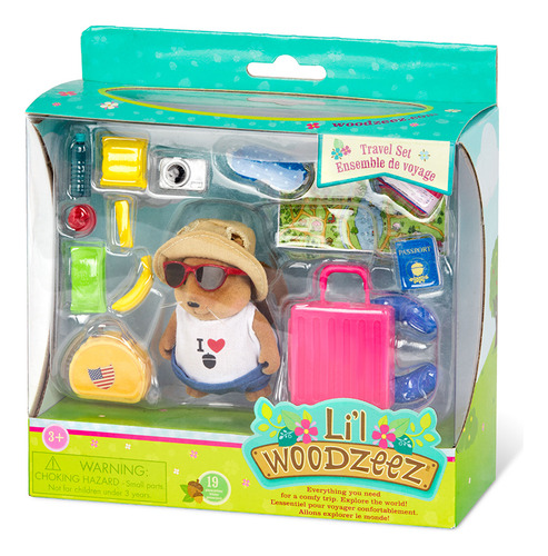 Li'l Woodzeez - Set De Viaje Con Personaje + 14 Accesorios