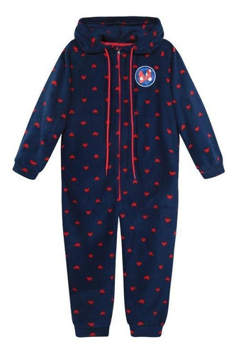 Pijama Niña Polar Entero Con Gorro Azul Disney Minnie