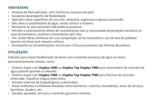 Impermeabilizante Viaplus 7000 Flexivel Caixa 18kg Viapol Cimento
