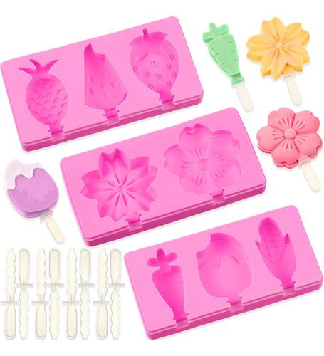 3 Mold Helado Silicona Para Barra Hornear Pastel Forma Flor