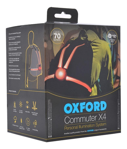 Luz Traseira Oxford Commuter X4 Fibra Otica 70 Lumens