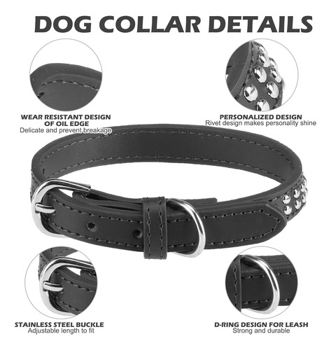 Collar De Cuero Para Perro, Collar Ajustable De Piel Sintéti
