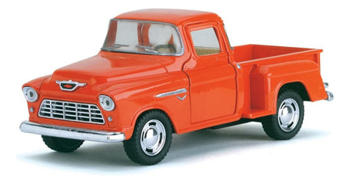 Kinsmart Chevy Stepside Pick-up 5 Escala 1:32 Die Cast Met. Color Naranja