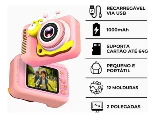 Camara Digital Retro Fotos Video Usb Juegos Niños Recargable Naranja Claro