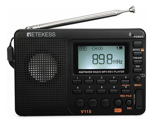 Radio Fm Am Sw Portátil Recargable Reproductor Mp3 Grabación