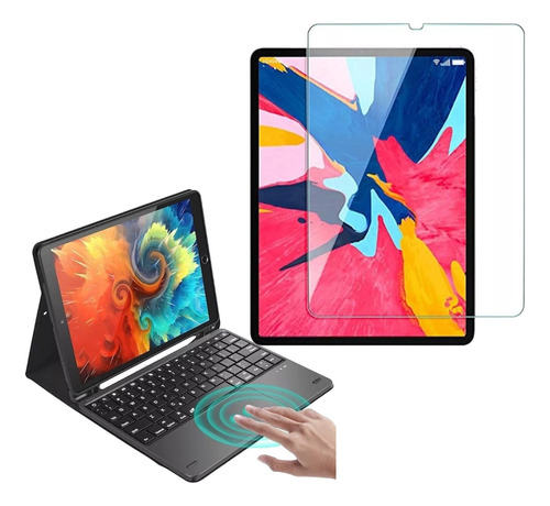 Estuche Teclado Con Trackpad Para iPad + Vidrio Templado