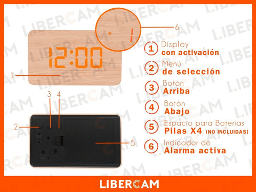 Imagen 7 de 10 de Reloj Despertador Digital Sensor Alarma Fecha Temperatura