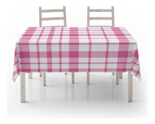 Toalha De Mesa Xadrez Rosa 2,10 X 1,40 Cm