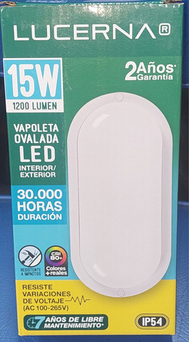  Vapoleta Ovalada Led 15w Lucerna 